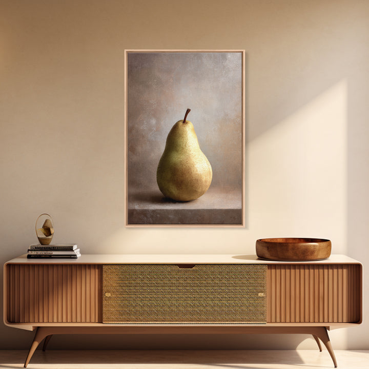 Classic Pear Still Life for Cozy Hospitality Framed Canvas Print, Guest Bedroom Art, Art Print, Bedroom Decor, Fine Art, Guest, GBA-2x3-100