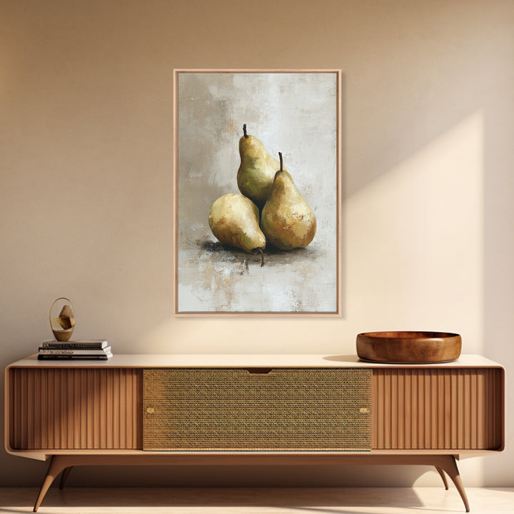 Classic Pear Still Life for Cozy Hospitality Framed Canvas Print, Guest Bedroom Art, Statement Artwork, Bedroom Decor, Guest, GBA-2x3-4