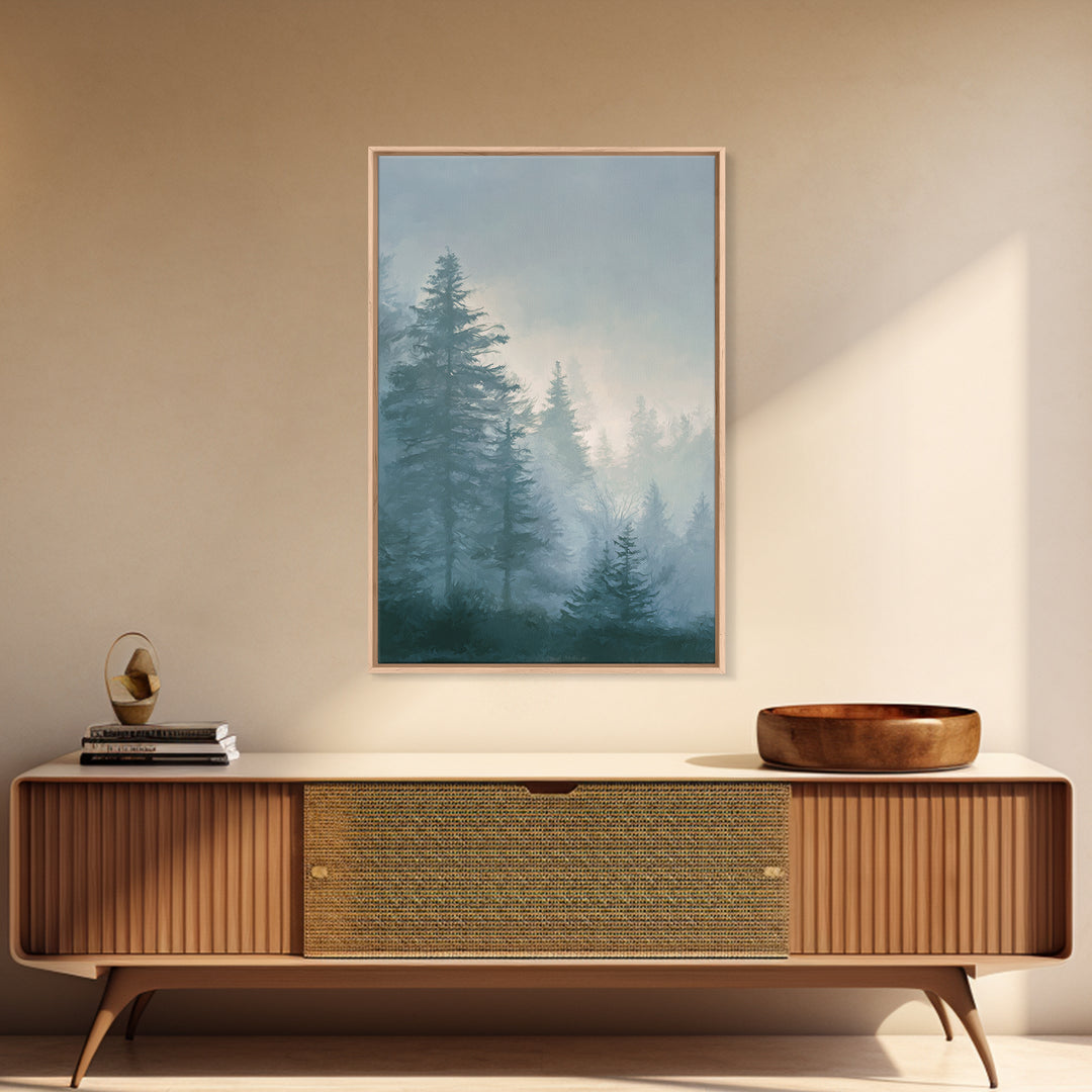 Monochrome Forest Silhouette Framed Canvas Print, Guest Bedroom Art, Bedroom Decor, Fine Art, Guest, Above Bed Decor, GBA-2x3-69