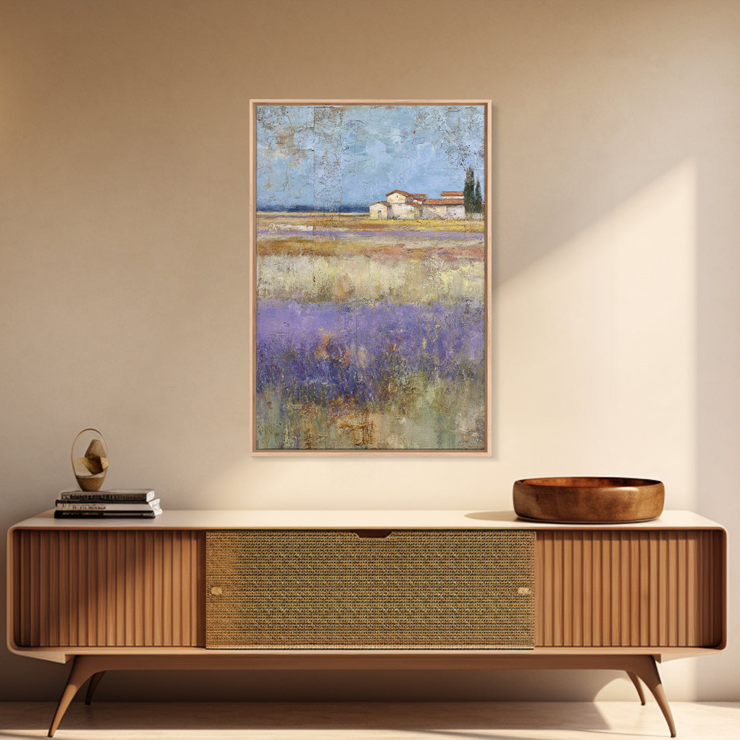 Lavender Field under Pale Sky Framed Canvas Print, Guest Bedroom Art, Home, Bedroom Decor, Fine Art, Guest, Bedroom Wall Art, GBA-2x3-75