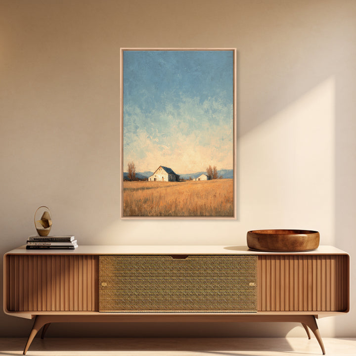 Quiet Horse Pasture at Sunset Canvas Print, Guest Bedroom Art, New Home Gift, Bedroom Decor, Guest, Minimalist Wall Art, GBA-2x3-77