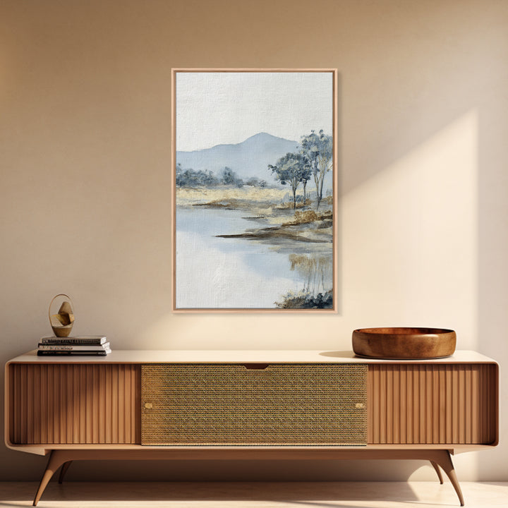 Gentle Rain over Distant Hills Framed Canvas Print, Guest Bedroom Art, Bedroom Wall Decor, Bedroom Decor, Oil Painting, Guest, GBA-2x3-8