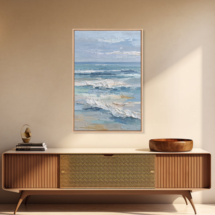 Coastal Dunes in Pale Blue and Sand Framed Canvas Print, Guest Bedroom Art, Farmhouse Decor, Bedroom Decor, Fine Art, Guest, GBA-2x3-85