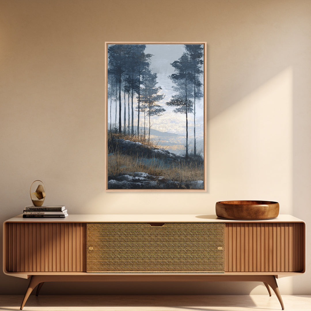 Monochrome Forest Silhouette Framed Canvas Print, Guest Bedroom Art, Bedroom Decor, Fine Art, Guest, Above Bed Decor, GBA-2x3-93