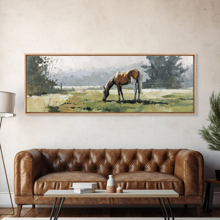 Quiet Horse Pasture at Sunset Canvas Print, Guest Bedroom Art, Bedroom Decor, Fine Art, Guest, Above Bed Decor, Funky Wall Art, GBA-3x1-13