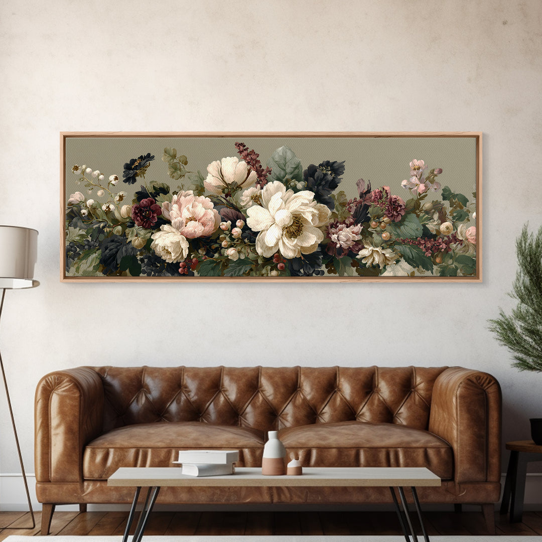 Welcoming Wildflower Bouquet Framed Canvas Print, Guest Bedroom Art, Set of 3 Wall Art, Bedroom Decor, Watercolor Art, Guest, GBA-3x1-17