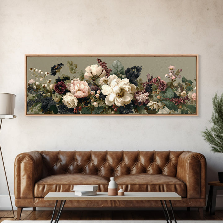 Welcoming Wildflower Bouquet Framed Canvas Print, Guest Bedroom Art, Set of 3 Wall Art, Bedroom Decor, Watercolor Art, Guest, GBA-3x1-17
