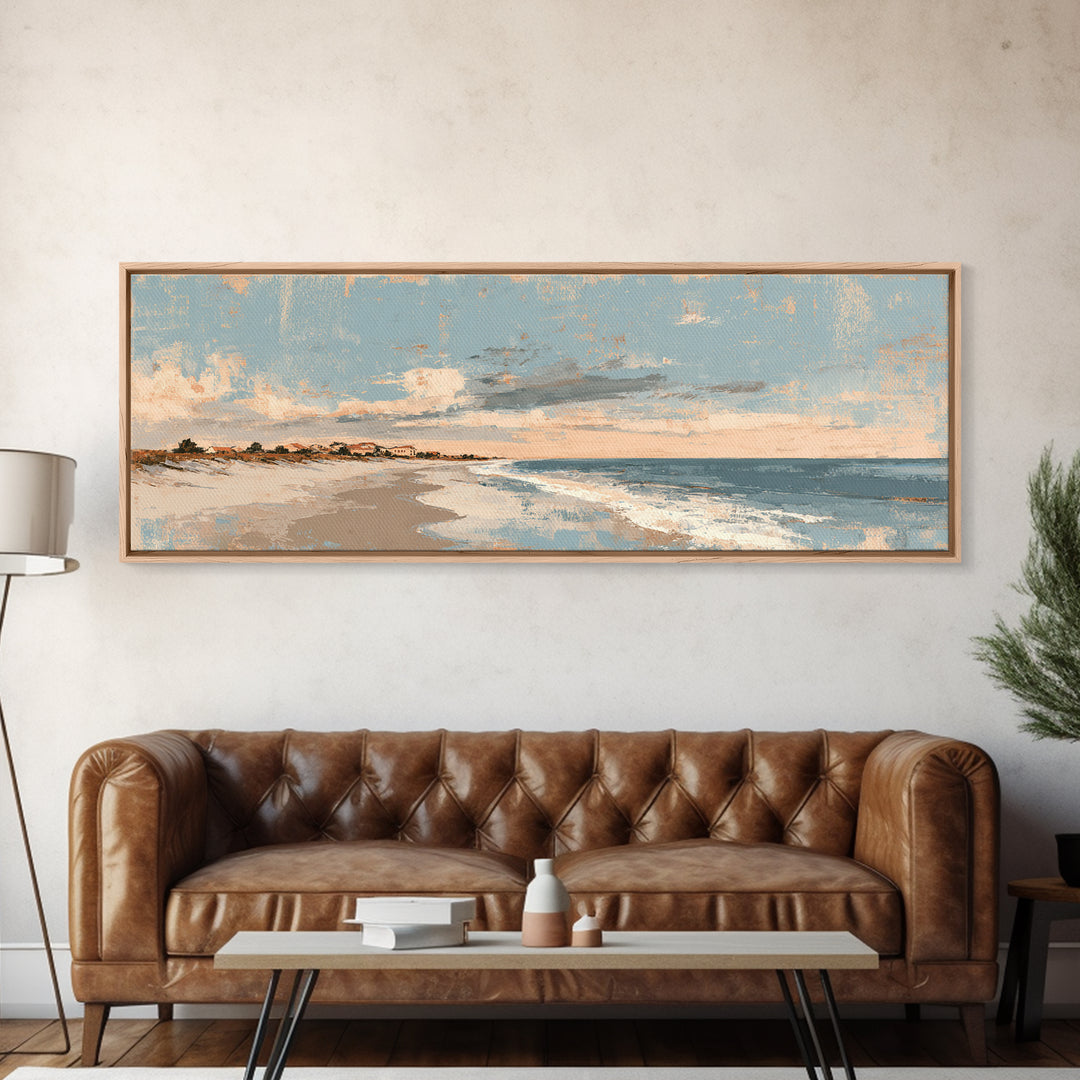 Coastal Dunes in Pale Blue and Sand Canvas Print, Guest Bedroom Art, Living Room Wall Art, Bedroom Decor, Fine Art, Guest, GBA-3x1-21