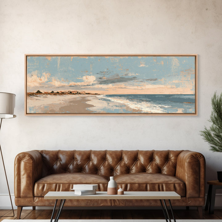 Coastal Dunes in Pale Blue and Sand Canvas Print, Guest Bedroom Art, Living Room Wall Art, Bedroom Decor, Fine Art, Guest, GBA-3x1-21