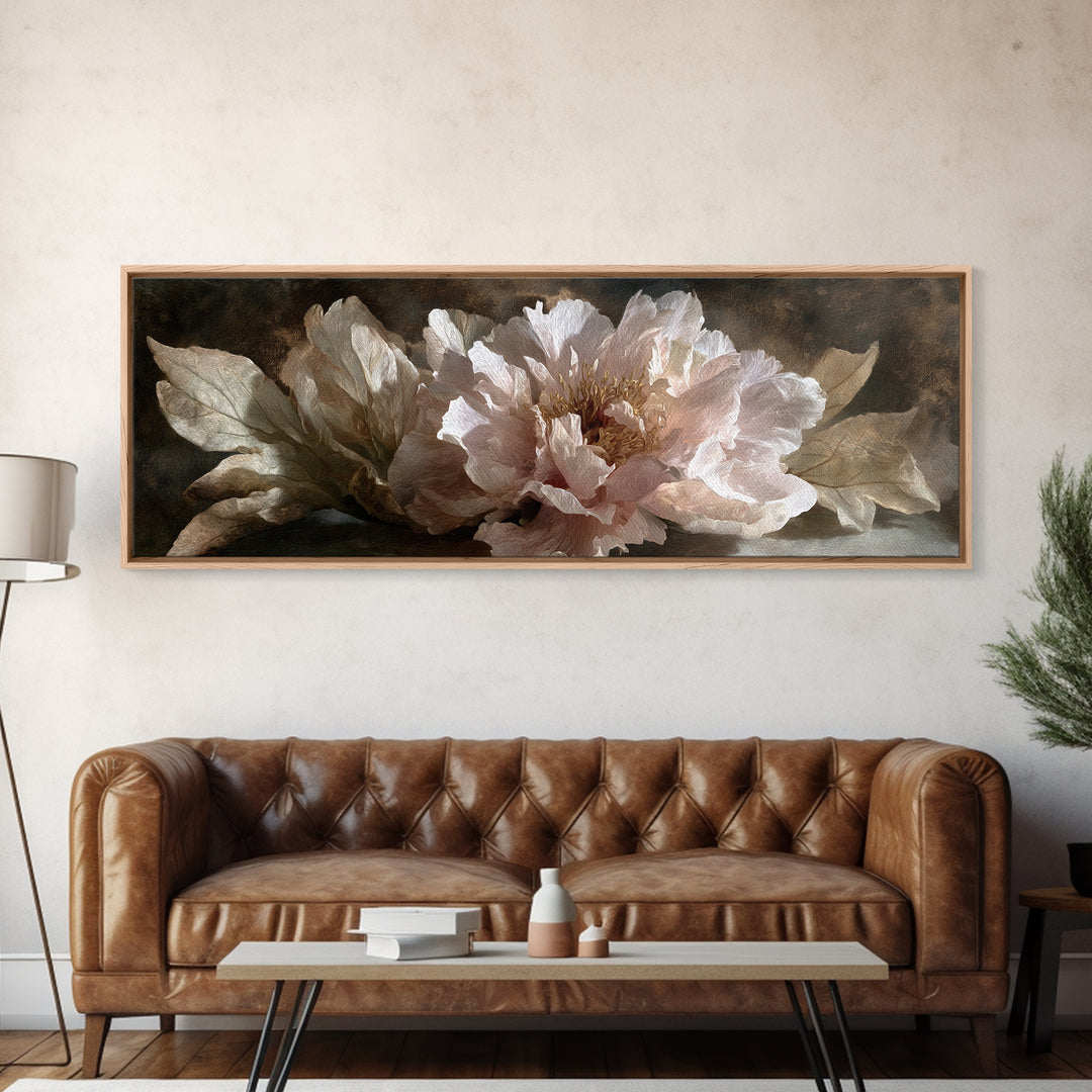 Neutral Peony Painting Canvas Print, Guest Bedroom Art, Bedroom Wall Art, Bedroom Decor, Fine Art, Guest, Neutral Decor, GBA-3x1-25