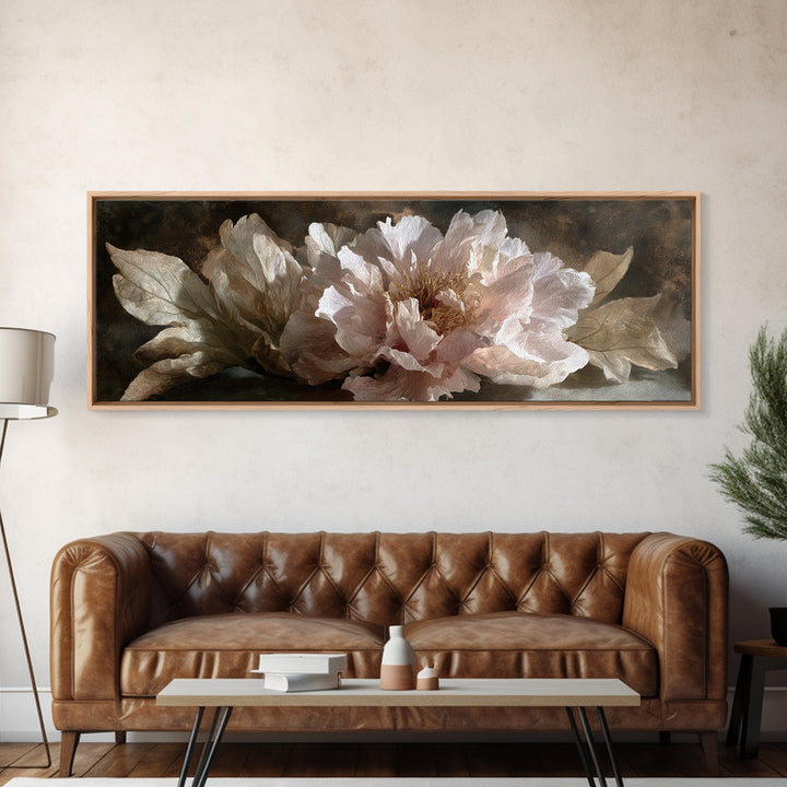 Neutral Peony Painting Canvas Print, Guest Bedroom Art, Bedroom Wall Art, Bedroom Decor, Fine Art, Guest, Neutral Decor, GBA-3x1-25