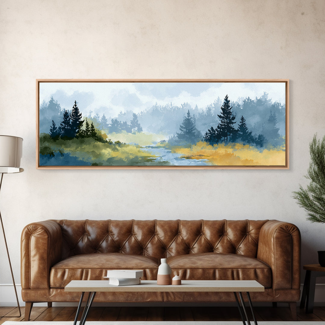 Monochrome Forest Silhouette Canvas Print, Guest Bedroom Art, Farmhouse Decor, Bedroom Decor, Fine Art, Guest, Trendy Wall Art, GBA-3x1-29
