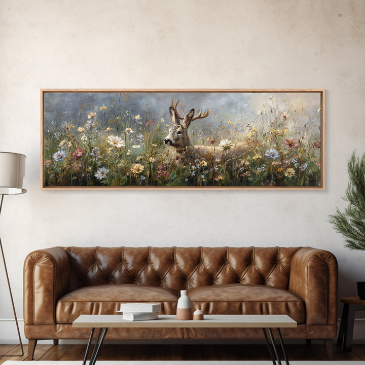 Sunlit Meadow with Delicate Flowers Canvas Print, Guest Bedroom Art, Luxury Decor, Bedroom Decor, Fine Art, Guest, Home, GBA-3x1-31