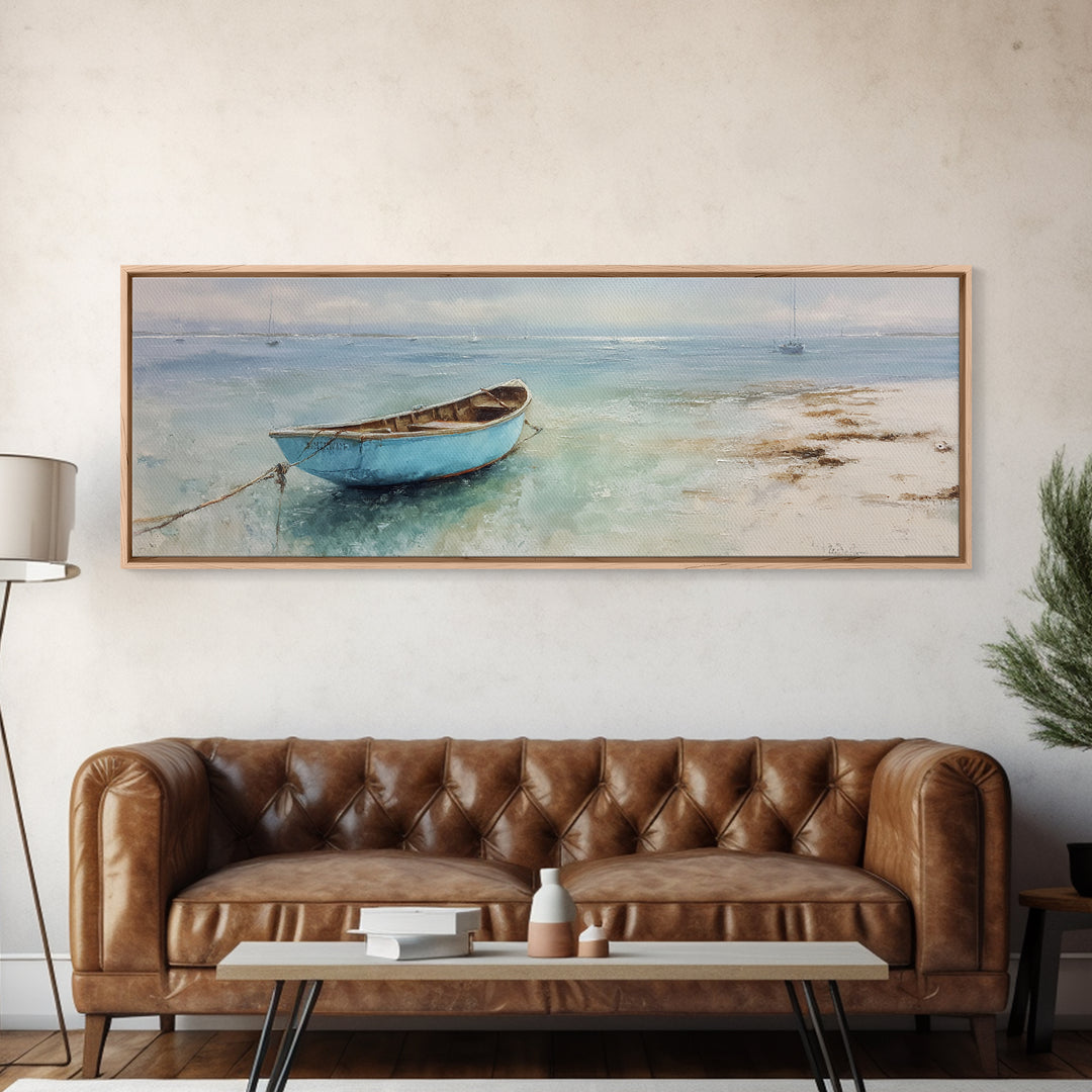Soft Watercolor Sailboat on Quiet Water Canvas Print, Guest Bedroom Art, Home, Bedroom Decor, Abstract Art, Guest, GBA-3x1-34