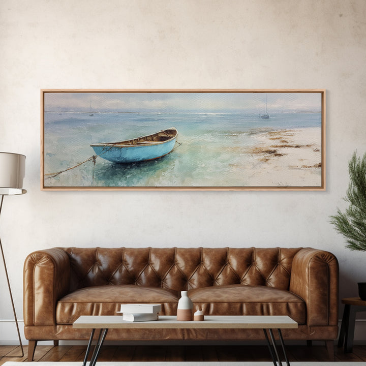 Soft Watercolor Sailboat on Quiet Water Canvas Print, Guest Bedroom Art, Home, Bedroom Decor, Abstract Art, Guest, GBA-3x1-34