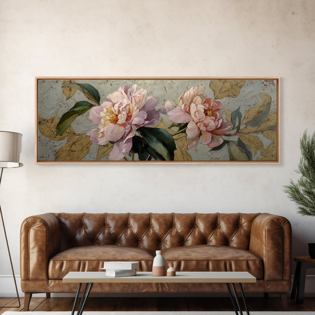 Neutral Peony Painting Canvas Print, Guest Bedroom Art, Bedroom Wall Art, Bedroom Decor, Fine Art, Guest, Neutral Decor, GBA-3x1-49