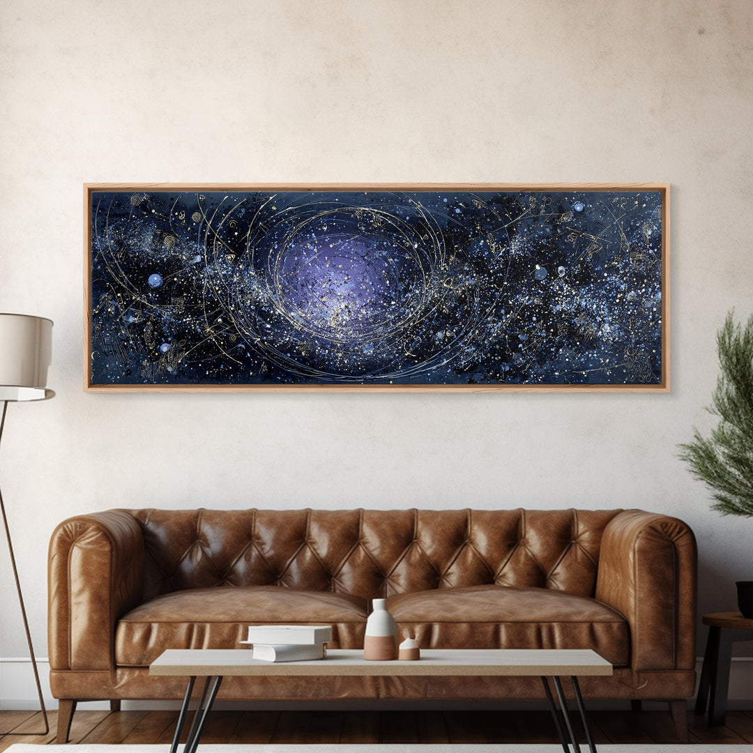 Minimal Moon and Stars Composition Framed Canvas Print, Guest Bedroom Art, Textured Painting, Bedroom Decor, Fine Art, Guest, GBA-3x1-56