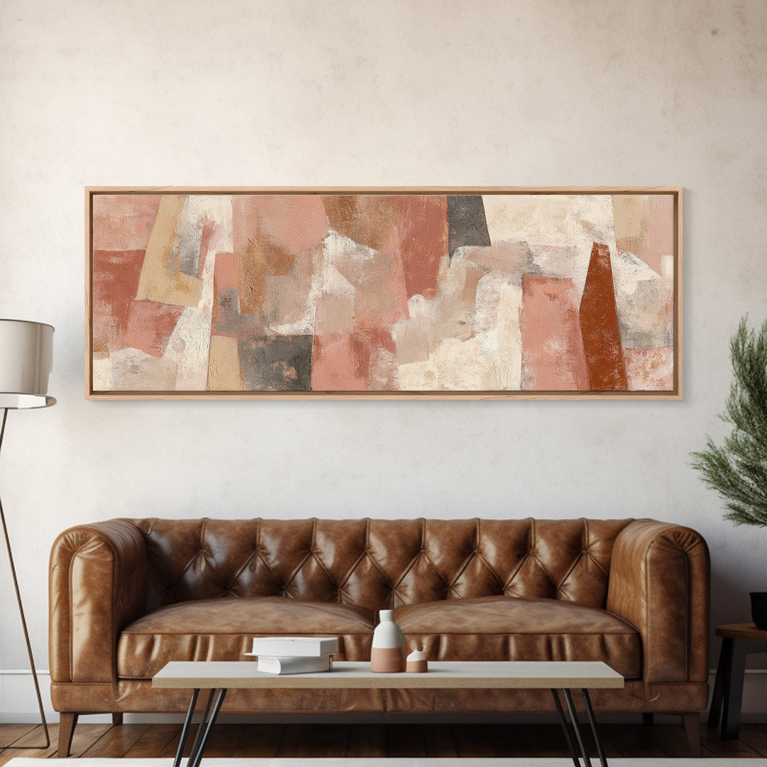 Warm Terracotta Shapes Canvas Print, Guest Bedroom Art, Gallery Decor, Bedroom Decor, Fine Art, Guest, Contemporary Art, GBA-3x1-62