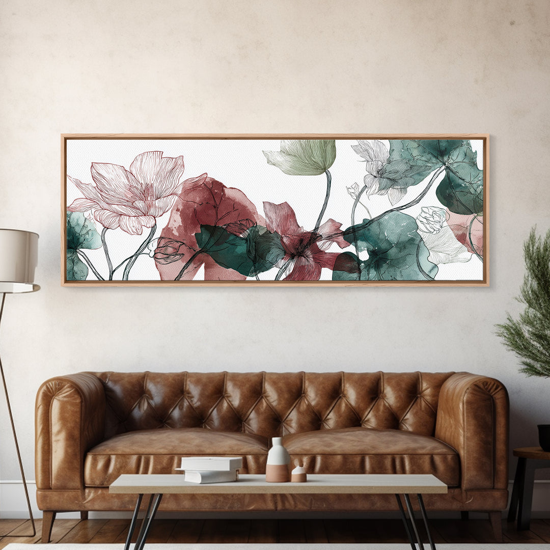 Gentle Botanical Line Drawing Trio Canvas Print, Guest Bedroom Art, Art Print, Bedroom Decor, Watercolor Art, Guest, Home, GBA-3x1-70