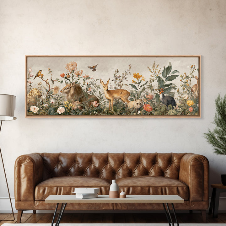Sunlit Meadow with Delicate Flowers Framed Canvas Print, Guest Bedroom Art, Bedroom Decor, Watercolor Art, Guest, GBA-3x1-79