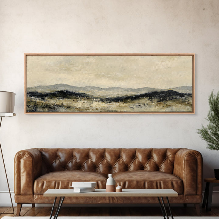 Gentle Rain over Distant Hills Canvas Print, Guest Bedroom Art, Minimalist Decor, Bedroom Decor, Oil Painting, Guest, GBA-3x1-88