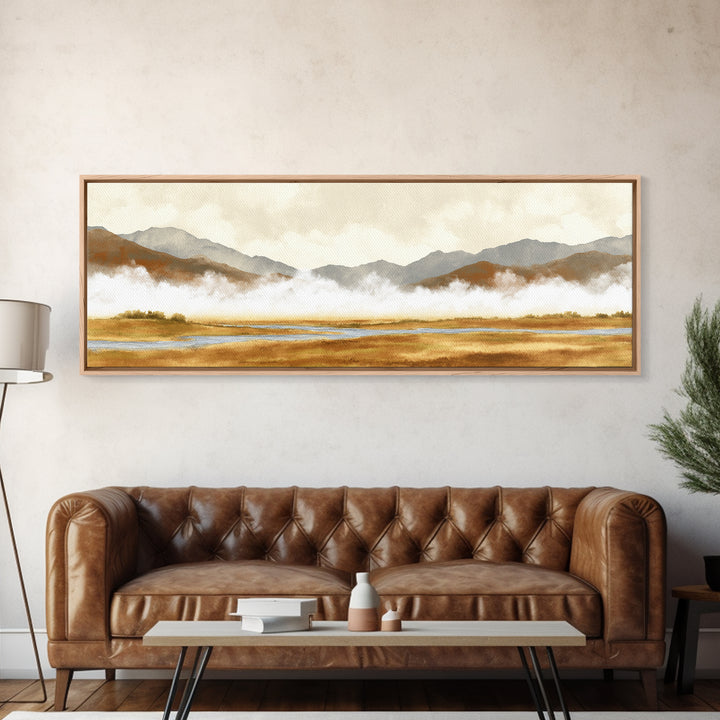 Soft Mountain Horizon Canvas Print, Guest Bedroom Art, Textured Painting, Bedroom Decor, Fine Art, Guest, Wall Art Prints, GBA-3x1-95