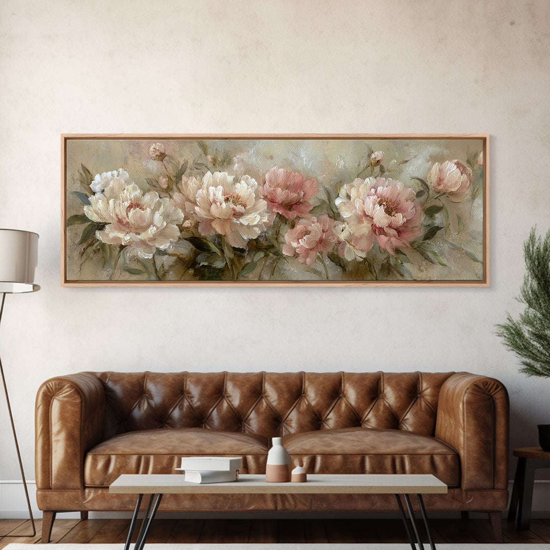Neutral Peony Painting Canvas Print, Guest Bedroom Art, Gallery Decor, Bedroom Decor, Abstract Art, Guest, Contemporary Art, GBA-3x1-97