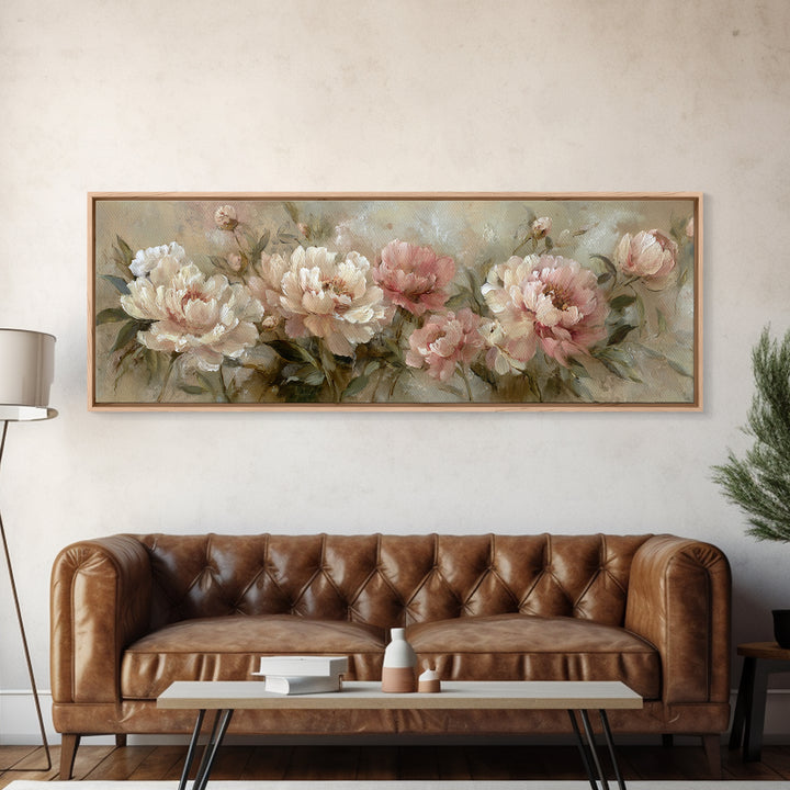 Neutral Peony Painting Canvas Print, Guest Bedroom Art, Gallery Decor, Bedroom Decor, Abstract Art, Guest, Contemporary Art, GBA-3x1-97