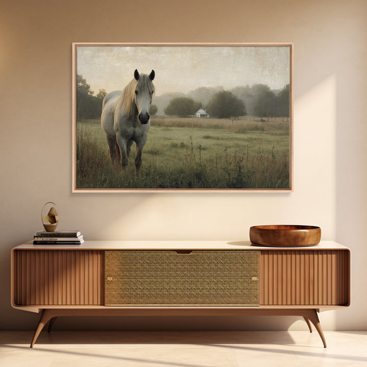 Quiet Horse Pasture at Sunset Canvas Print, Guest Bedroom Art, New Home Gift, Bedroom Decor, Guest, Minimalist Wall Art, GBA-3x2-1