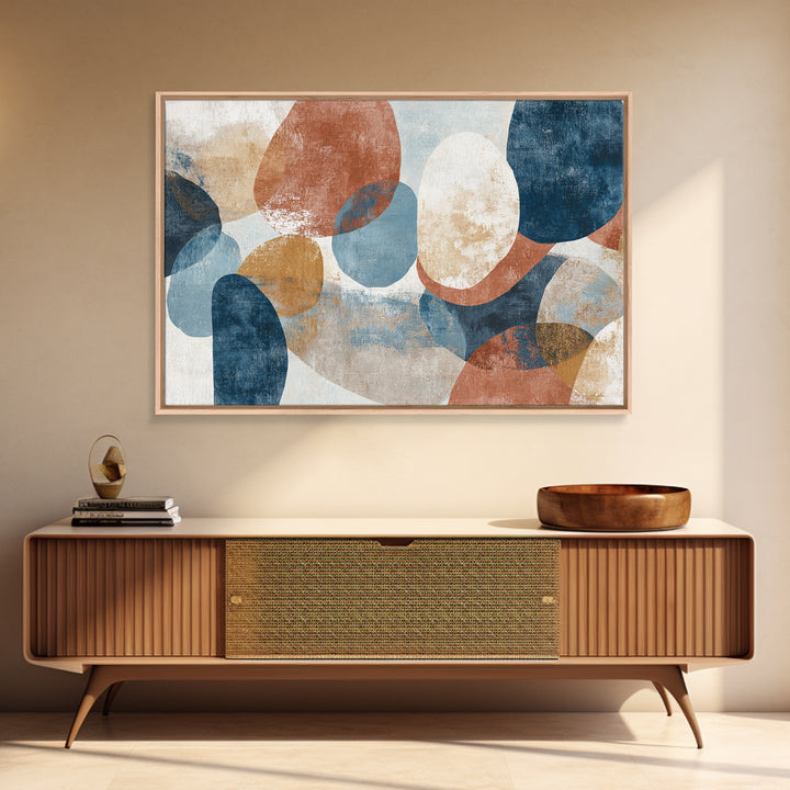 Warm Terracotta Shapes Framed Canvas Print, Guest Bedroom Art, Digital Prints, Bedroom Decor, Abstract Art, Guest, GBA-3x2-2