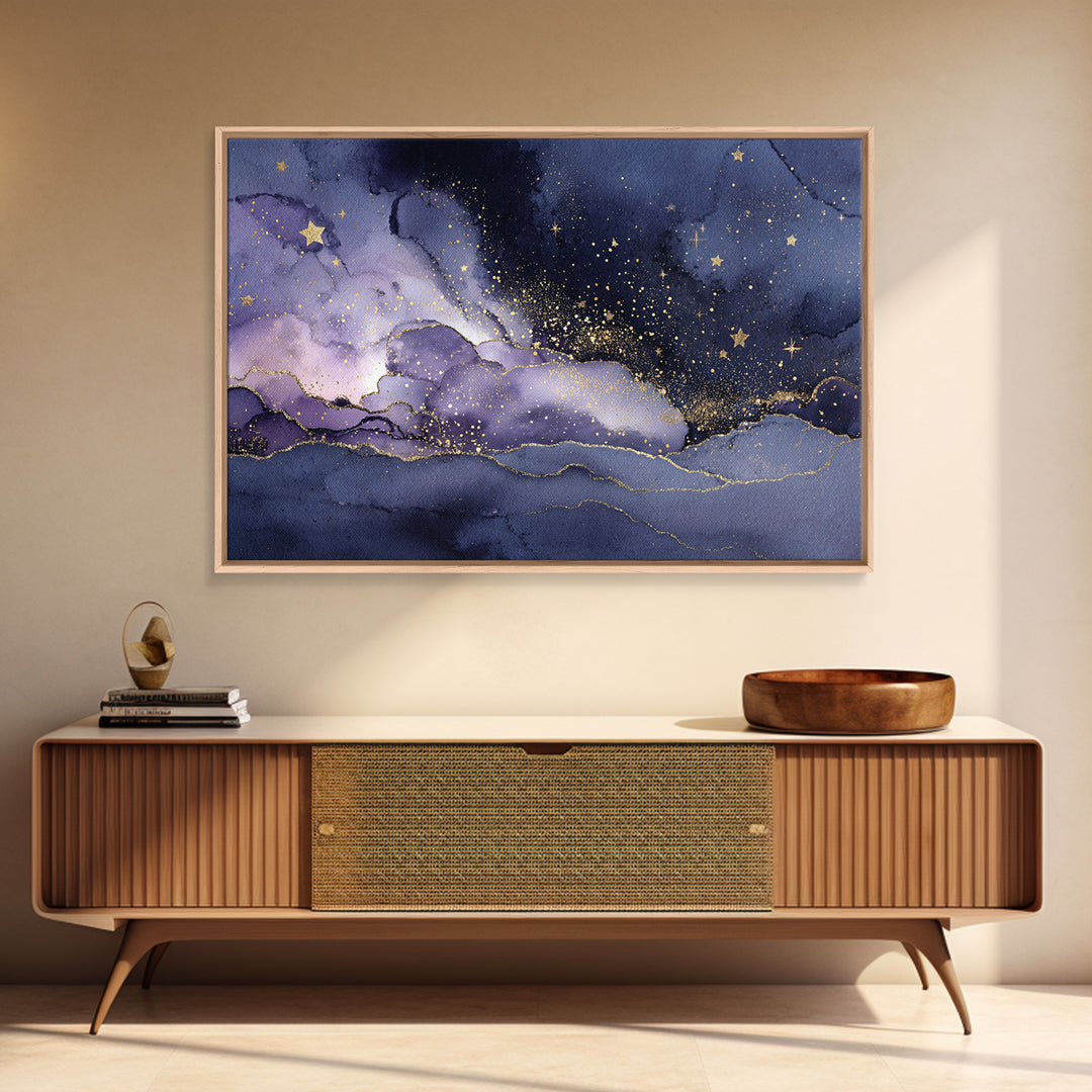 Minimal Moon and Stars Composition Framed Canvas Print, Guest Bedroom Art, Farmhouse Decor, Bedroom Decor, Fine Art, Guest, GBA-3x2-20