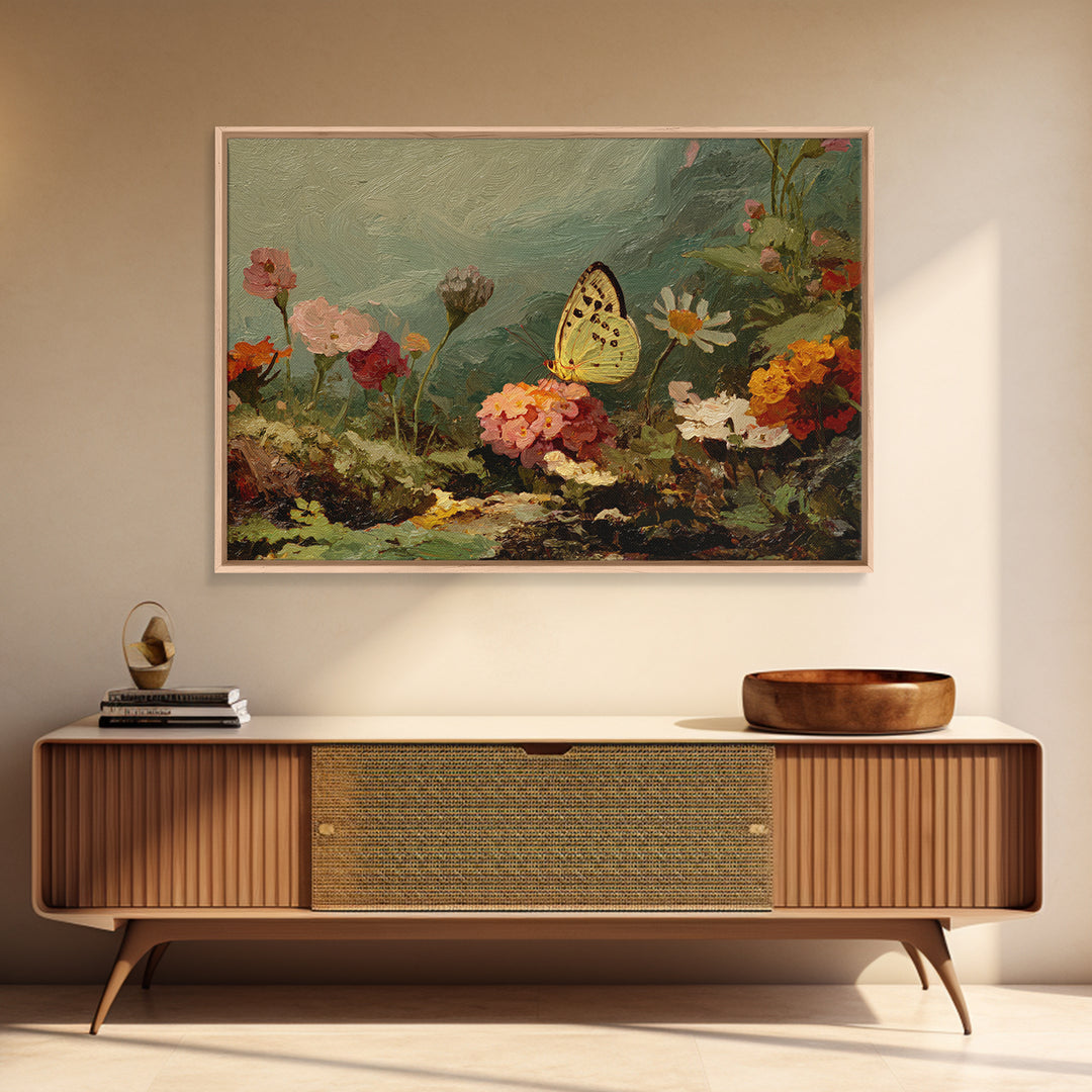 Garden Butterfly and Flowers Specimen Study Canvas Print, Guest Bedroom Art, Printable Art, Bedroom Decor, Fine Art, Guest, GBA-3x2-3