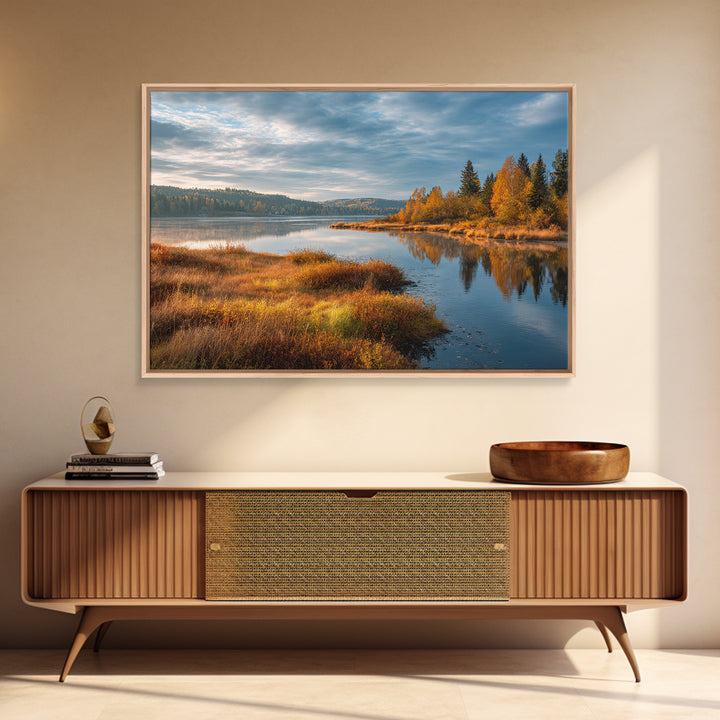 Quiet Lake Landscape at Early Morning Canvas Print, Guest Bedroom Art, Pink Wall Art, Bedroom Decor, Oil Painting, Guest, GBA-3x2-30