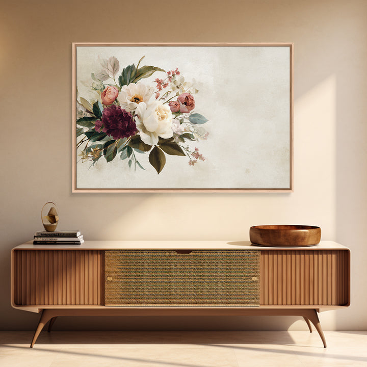 Welcoming Wildflower Bouquet Framed Canvas Print, Guest Bedroom Art, Bedroom Wall Art, Bedroom Decor, Oil Painting, Guest, GBA-3x2-5