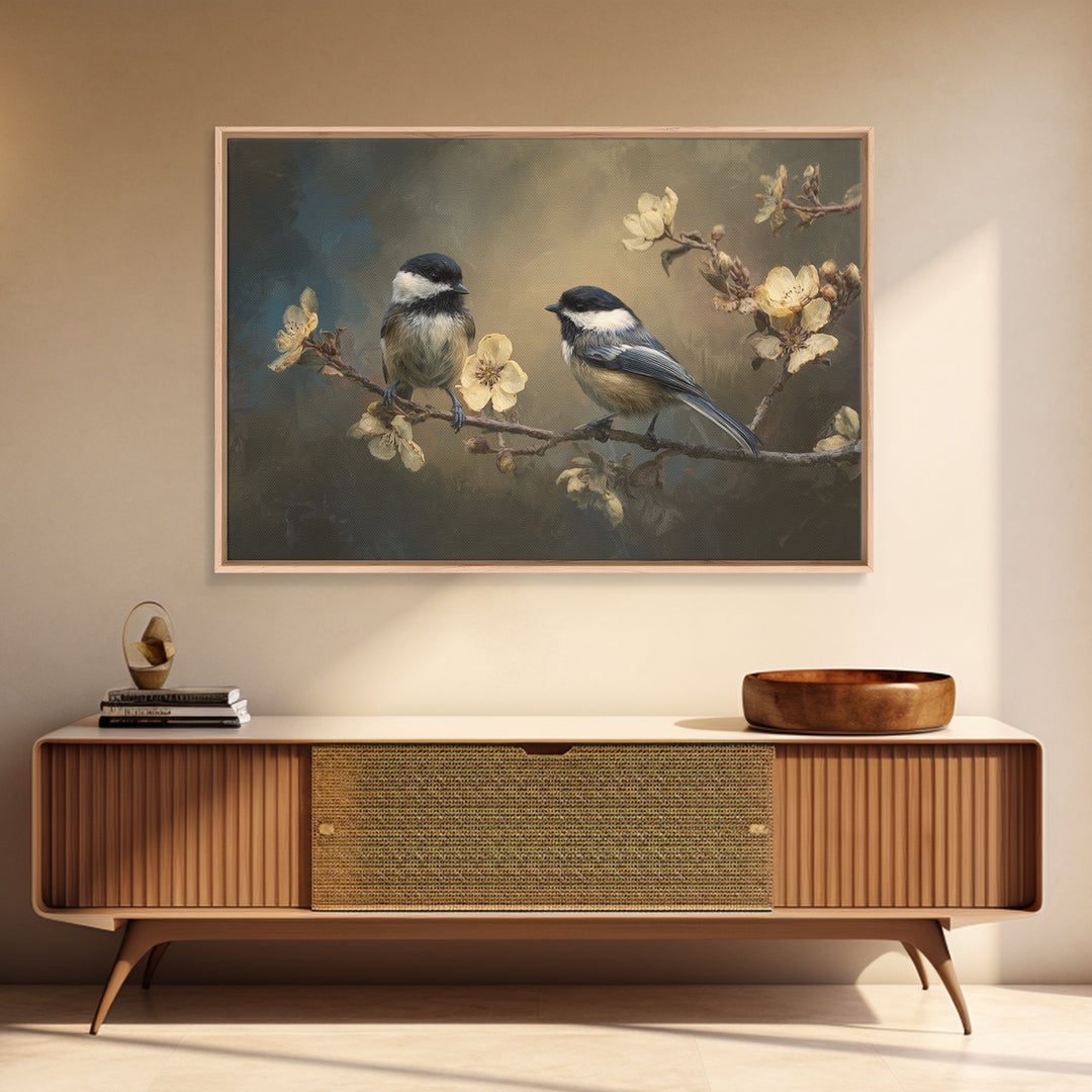 Small Bird Pair on Flowering Branch Canvas Print, Guest Bedroom Art, New Home, Bedroom Decor, Watercolor Art, Guest, GBA-3x2-56