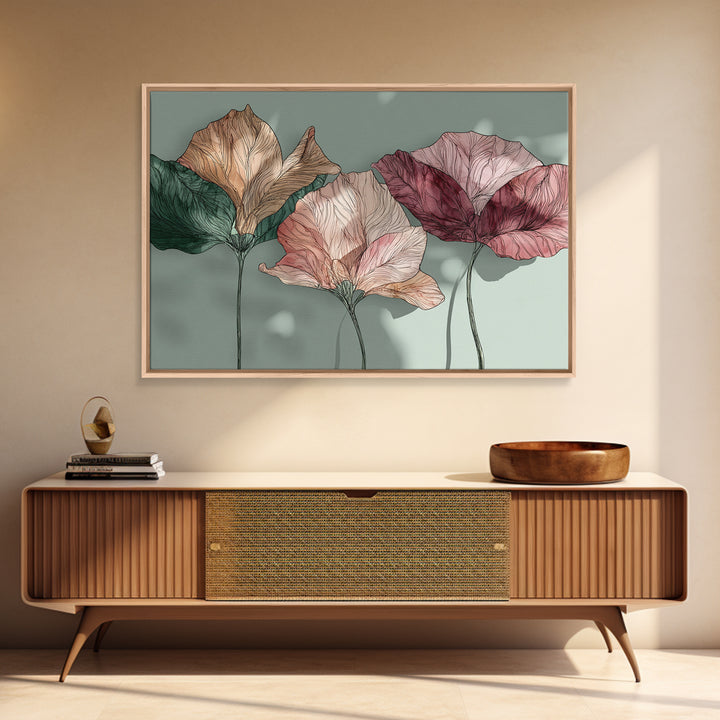 Gentle Botanical Line Drawing Trio Canvas Print, Guest Bedroom Art, Set of 3 Wall Art, Bedroom Decor, Watercolor Art, Guest, GBA-3x2-58