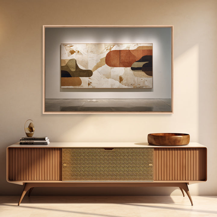 Warm Terracotta Shapes Canvas Print, Guest Bedroom Art, Cat Wall Art, Bedroom Decor, Fine Art, Guest, Fine Art Print, GBA-3x2-98