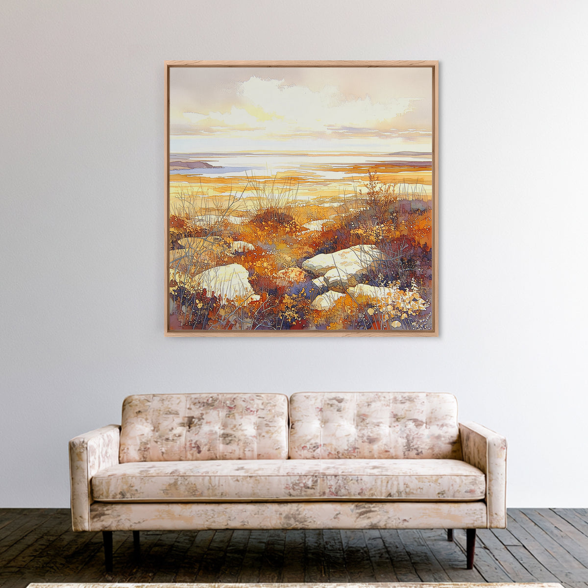 Quiet Abstract Landscape Framed Canvas Print, General Fine Art, Modern Decor, Living Room Decor, Fine Art, Poster, GEN-1x1-1
