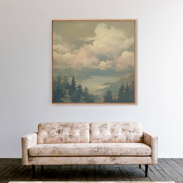 Romantic Cloudscape with Blush and Cream Tones Canvas Print, General Fine Art, Large Wall Art, Living Room Decor, Fine Art, GEN-1x1-18