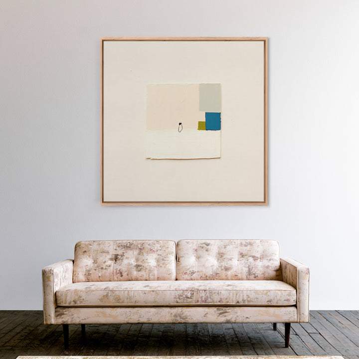 Minimal Black Line Figure on Textured Paper Canvas Print, General Fine Art, Digital Art, Living Room Decor, Fine Art, GEN-1x1-3