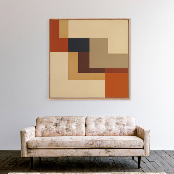 Modern Geometric Composition Framed Canvas Print, General Fine Art, Digital Print, Living Room Decor, Abstract Art, GEN-1x1-34