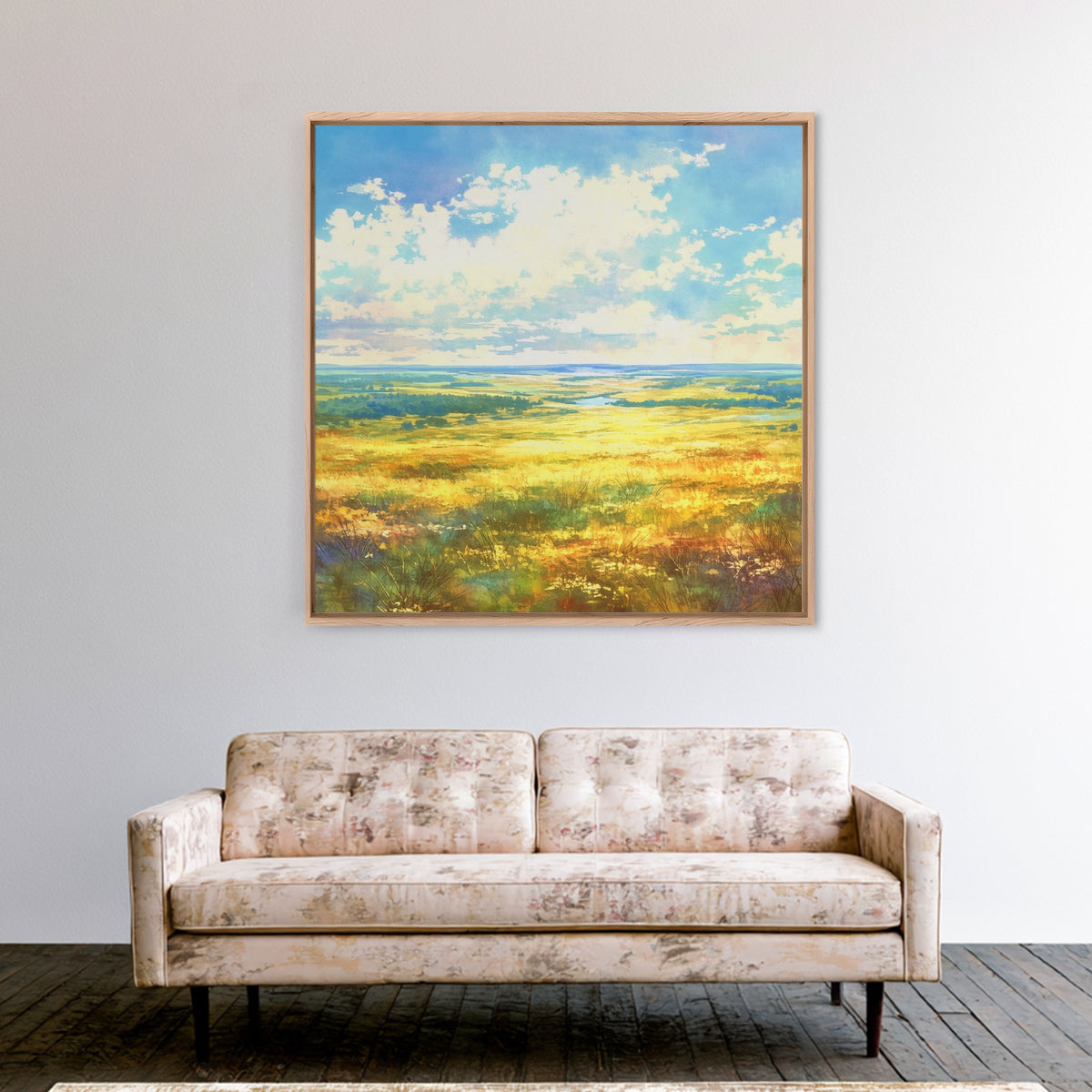 Sunlit Meadow with Loose Impressionist Brushwork Canvas Print, General Fine Art, Gallery Decor, Living Room Decor, GEN-1x1-38