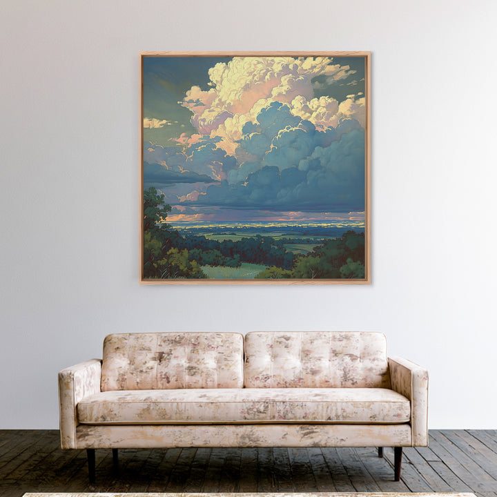 Romantic Cloudscape with Blush and Cream Tones Canvas Print, General Fine Art, Canvas Wall Art, Living Room Decor, GEN-1x1-42