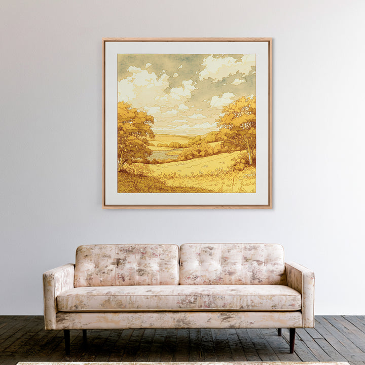 Elegant Ink Wash Landscape Framed Canvas Print, General Fine Art, Art Print, Living Room Decor, Watercolor Art, GEN-1x1-44