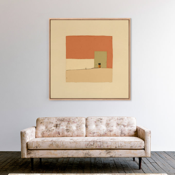 Minimal Black Line Figure on Textured Paper Canvas Print, General Fine Art, Bedroom Decor, Living Room Decor, GEN-1x1-51