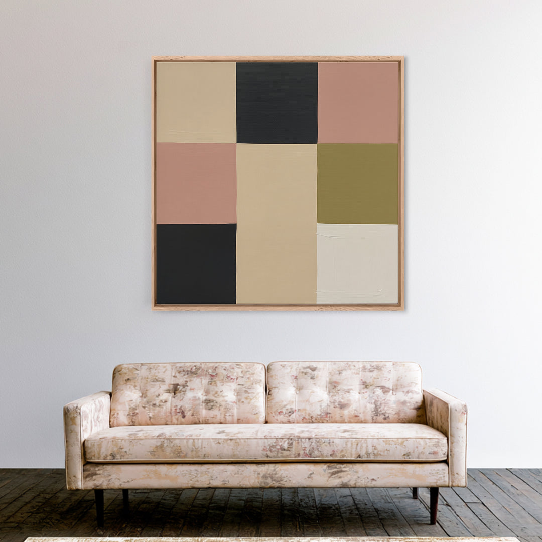 Modern Geometric Composition Framed Canvas Print, General Fine Art, Digital Print, Living Room Decor, Abstract Art, GEN-1x1-58