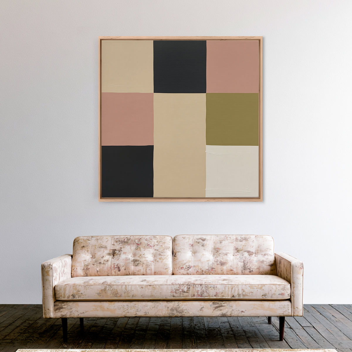 Modern Geometric Composition Framed Canvas Print, General Fine Art, Digital Print, Living Room Decor, Abstract Art, GEN-1x1-58