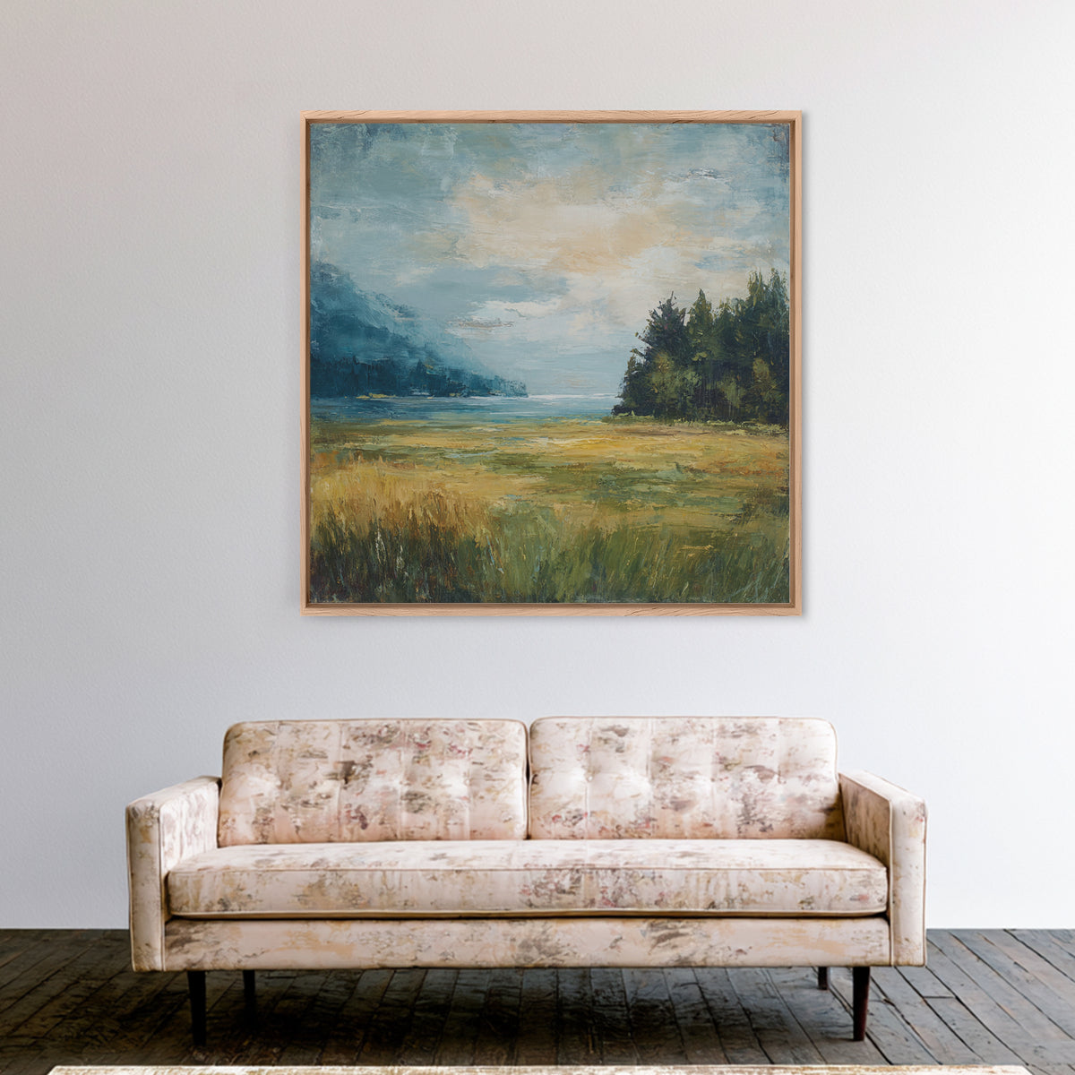 Sunlit Meadow with Loose Impressionist Brushwork Canvas Print, General Fine Art, Gallery Decor, Living Room Decor, GEN-1x1-62