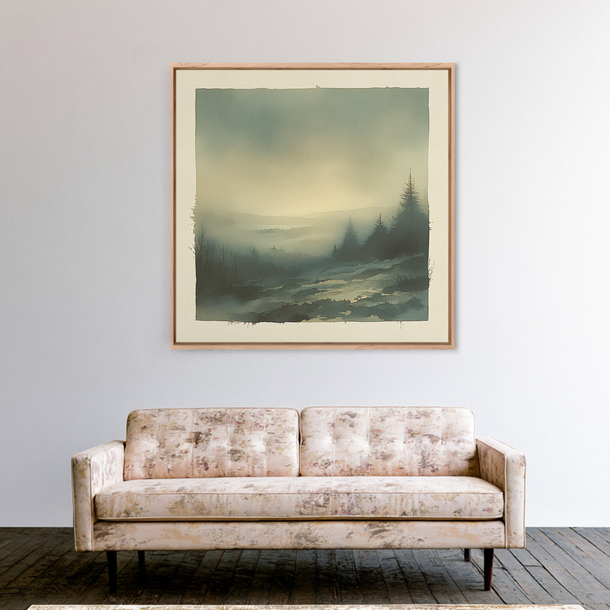 Elegant Ink Wash Landscape Framed Canvas Print, General Fine Art, Wall Hanging, Living Room Decor, Oil Painting, GEN-1x1-68