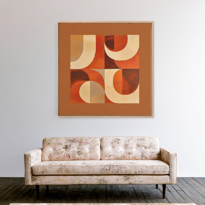 Warm Terracotta Abstract Framed Canvas Print, General Fine Art, Statement Artwork, Living Room Decor, Abstract Art, GEN-1x1-78